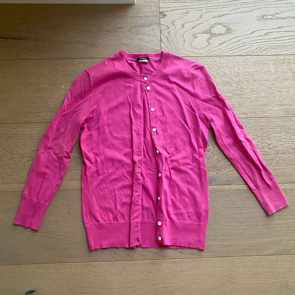 J.Crew Size XS Jackie Merinowolle Cardigan Sweater Womens Long Sleeve Pink